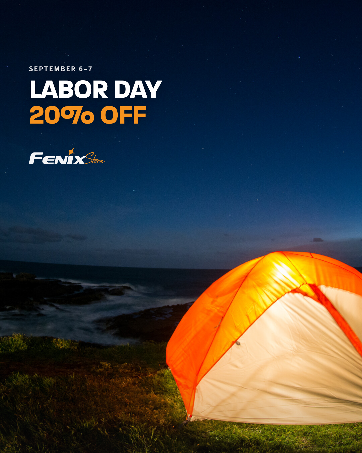 Coastal tent mobile Labor Day creative
